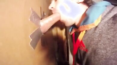 Twink Takes Big Cock at Glory Hole, Gets Mouth Full of Cum