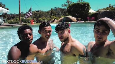 Muscle Hunk 4th Of July Interracial Orgy - Ty Santana, Damien Cruz - NextDoorBuddies