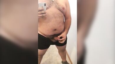 Fat Bear Stroking His Big Cock