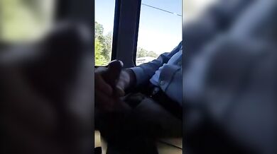 Public Bus Jerk: Close-up Cum Shot