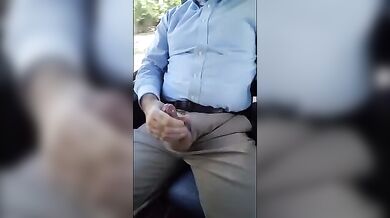 Public Bus Jerk: Close-up Cum Shot